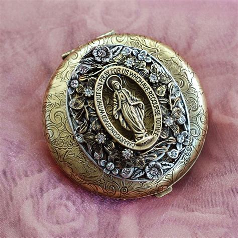 metal rosary box mary mother of jesus old|Antique Rosary Box .